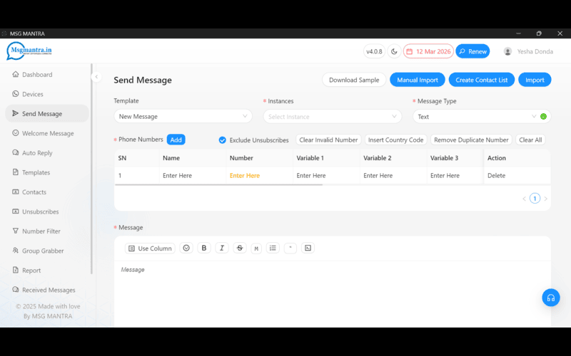How to send bulk whatsapp - MSG MANTRA